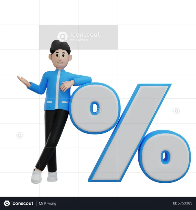 Customer With Discount Symbol  3D Illustration