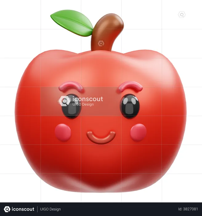 Cute Apple Emoji 3D Illustration