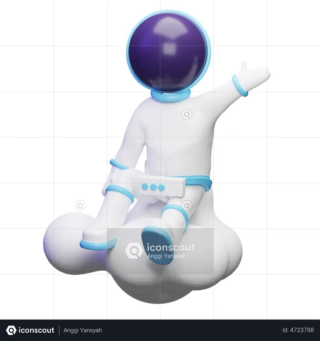 Cute Astronaut In The Cloud  3D Illustration