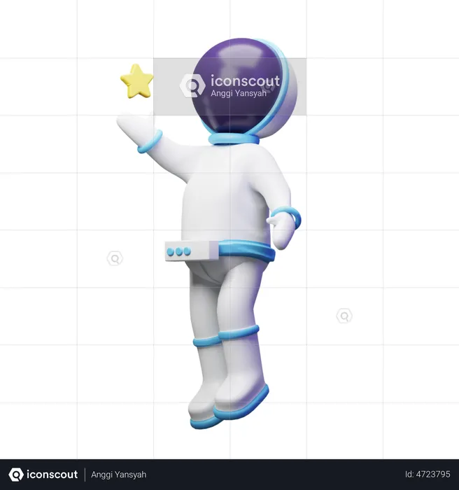 Cute Astronaut Touch The Star  3D Illustration