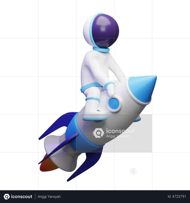 Cute Astronaut With Rocket  3D Illustration