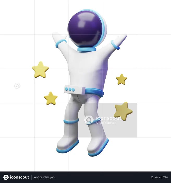 Cute Astronaut With Star  3D Illustration