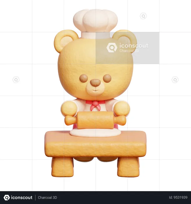 Cute Bear Baking Dessert  3D Icon