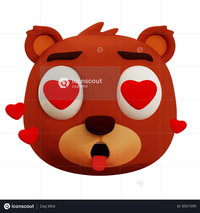 Cute Bear Love Emoji Emoji 3D Icon