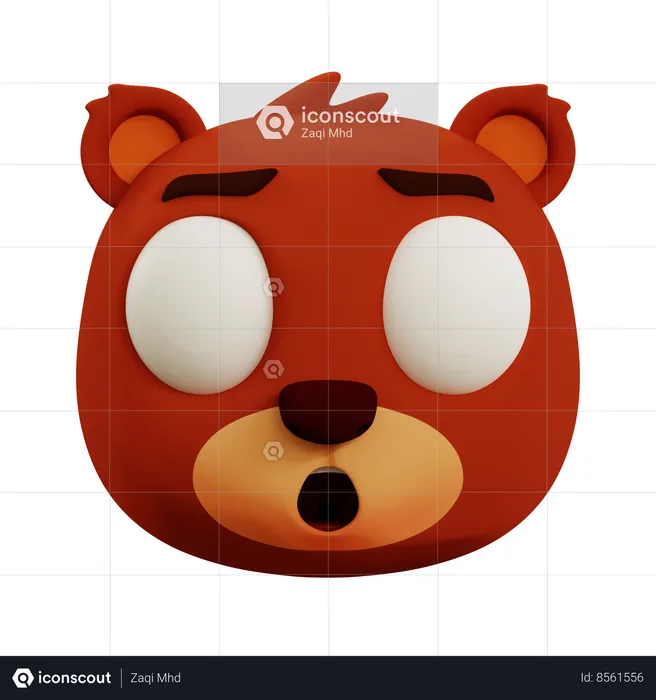 Cute Bear Scared Emoji Emoji 3D Icon