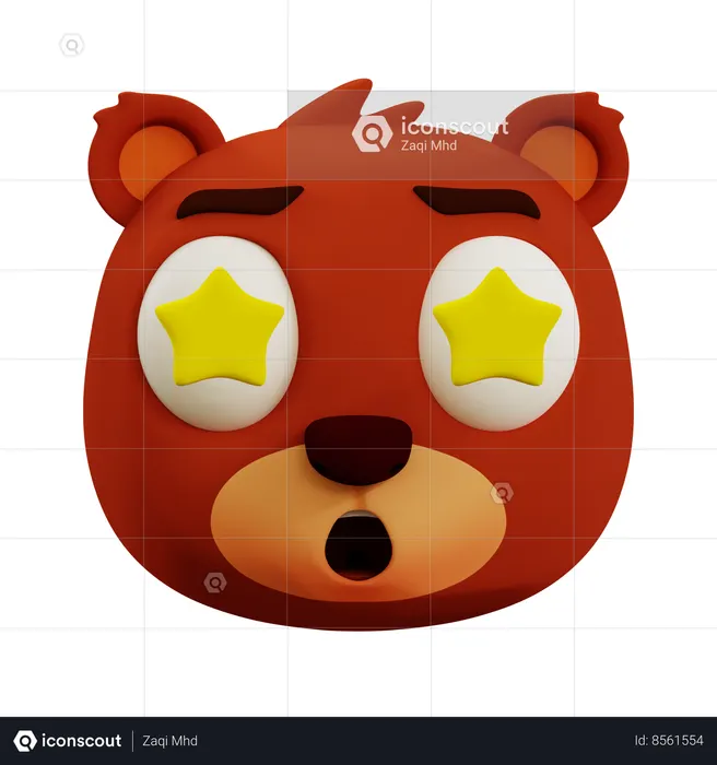Cute Bear Star Emoji Emoji 3D Icon