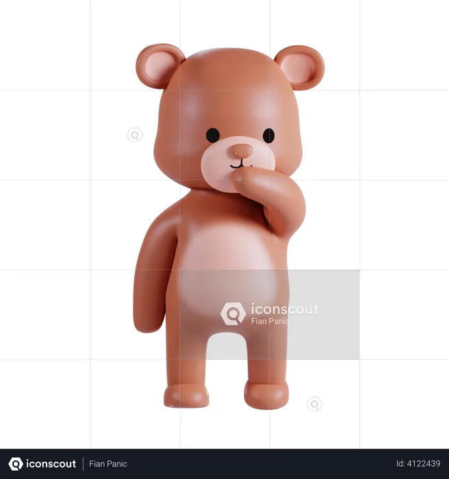 Cute Bear Thinking Something  3D Illustration