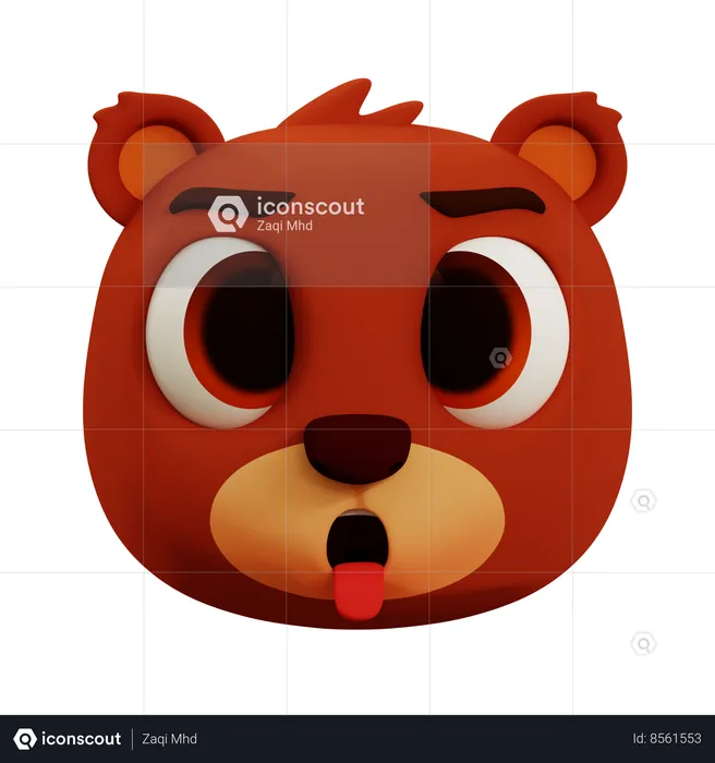 Cute Bear Tongue Emoji Emoji 3D Icon
