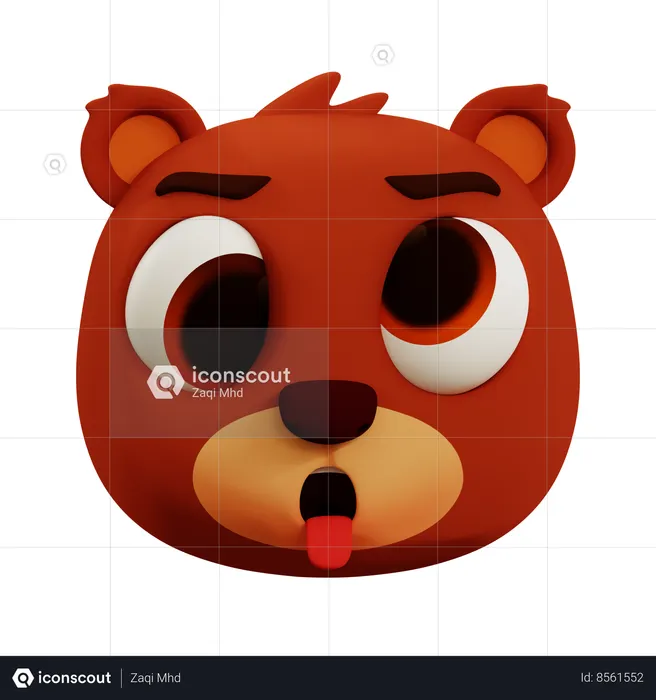 Cute Bear Ugly Face Emoji Emoji 3D Icon