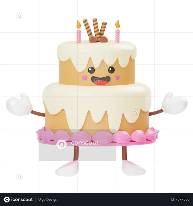 Cute Birthday Cake  3D Icon