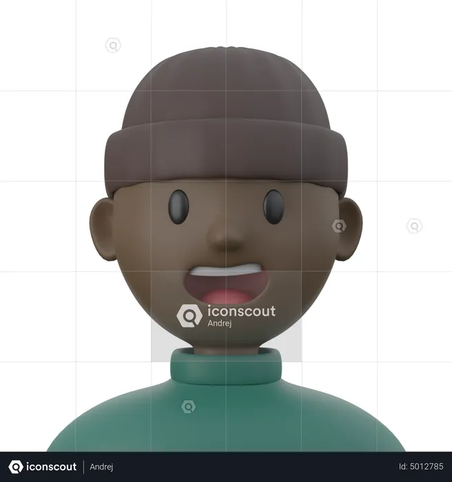 Cute Black Boy  3D Icon