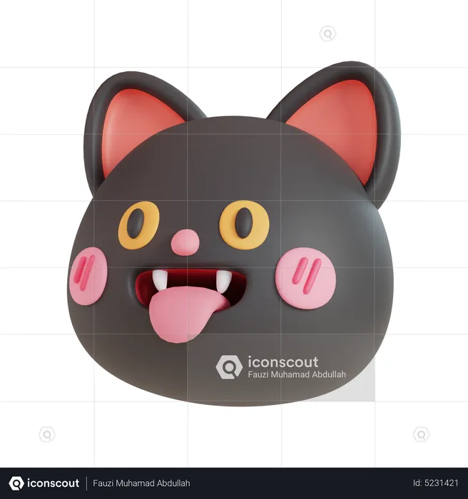 Cute Black Cat  3D Icon
