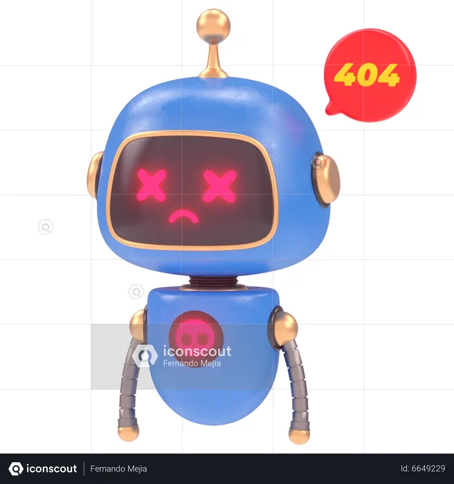 Cute Bot Out of Service  3D Illustration
