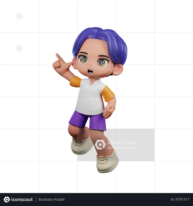 Cute Boy Doing Happy Jumping Pose  3D Illustration