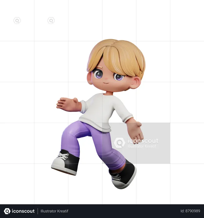 Cute Boy Doing Happy Jumping Pose  3D Illustration