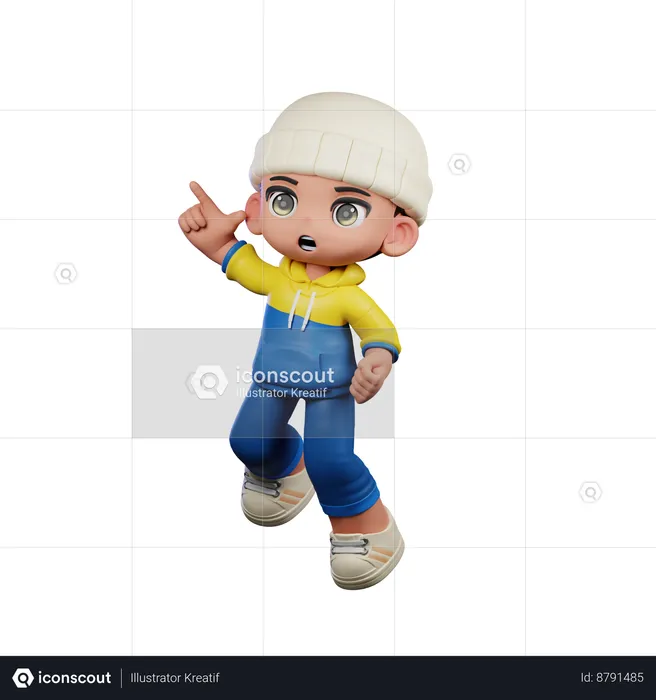 Cute Boy Doing Happy Jumping Pose  3D Illustration