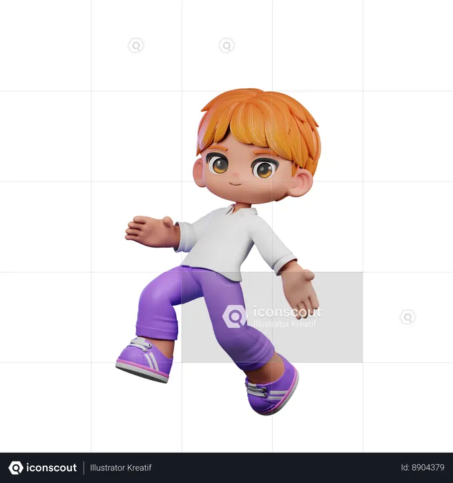 Cute Boy Doing Jump Pose  3D Illustration