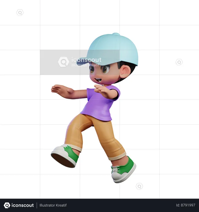 Cute Boy Doing Jump Pose  3D Illustration