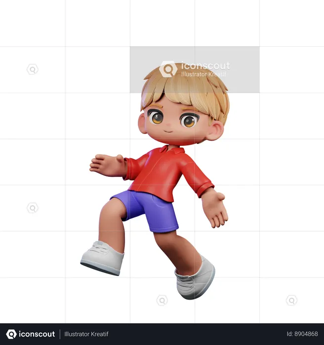 Cute Boy Doing Jump Pose  3D Illustration