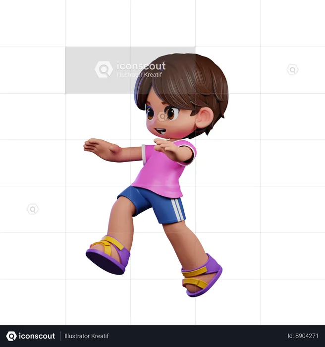 Cute Boy Doing Jump Pose  3D Illustration