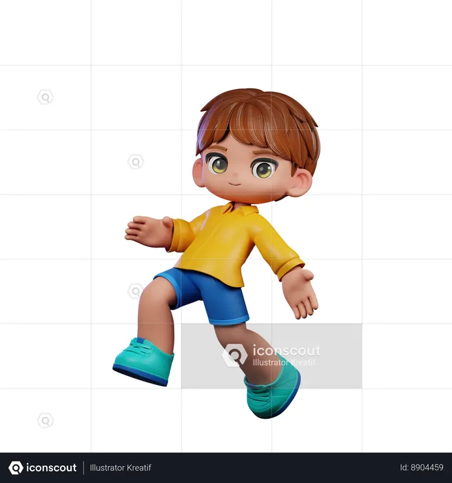 Cute Boy Doing Jump Pose  3D Illustration