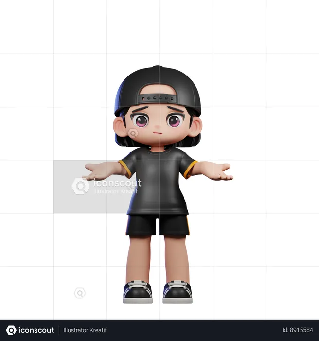 Cute Boy Doing No Idea Pose  3D Illustration