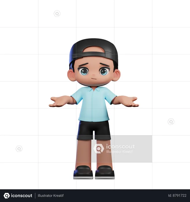 Cute Boy Doing No Idea Pose  3D Illustration