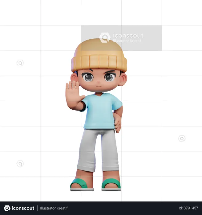 Cute Boy Doing No Idea Pose  3D Illustration