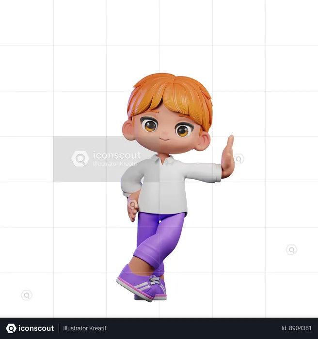 Cute Boy Giving Acting Cool Pose  3D Illustration