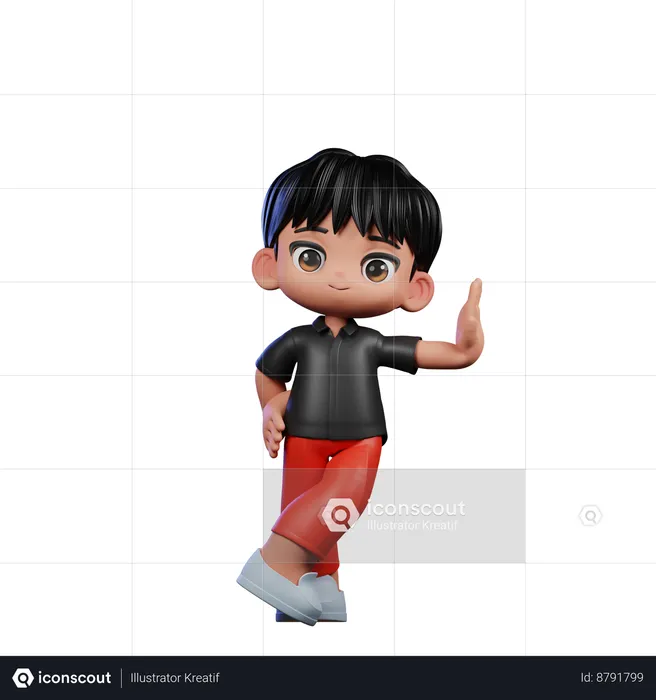 Cute Boy Giving Acting Cool Pose  3D Illustration