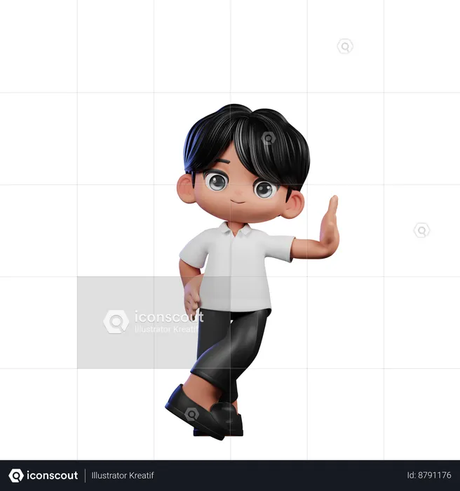 Cute Boy Giving Acting Cool Pose  3D Illustration