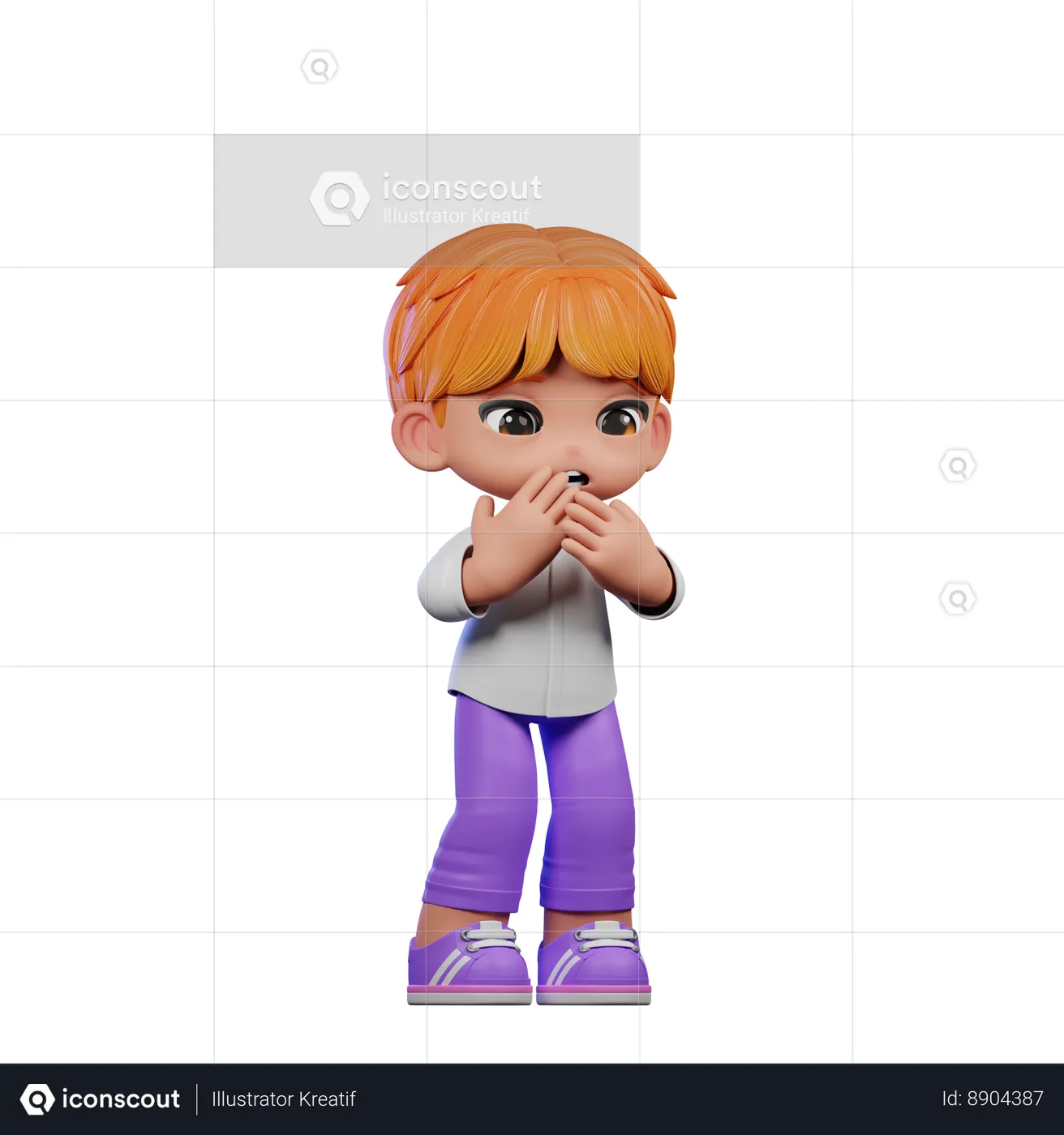 Cute Boy Giving Afraid Pose 3d Illustration Download In Png, Obj Or 