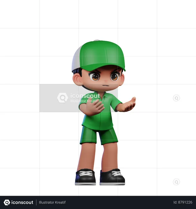 Cute Boy Giving Angry Pose  3D Illustration