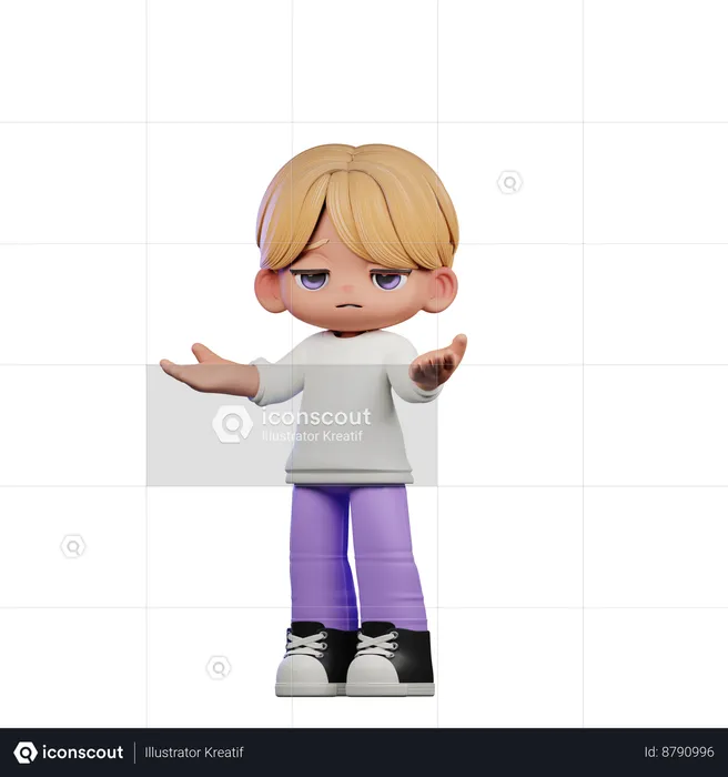 Cute Boy Giving Confused Pose  3D Illustration