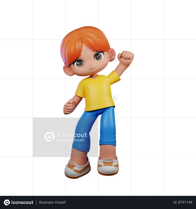 Cute Boy Giving Congrats Pose  3D Illustration