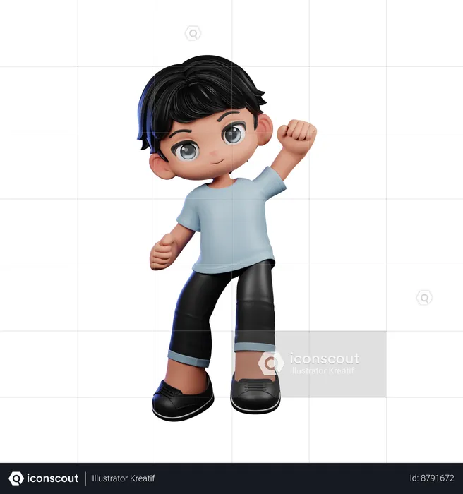 Cute Boy Giving Congrats Pose  3D Illustration