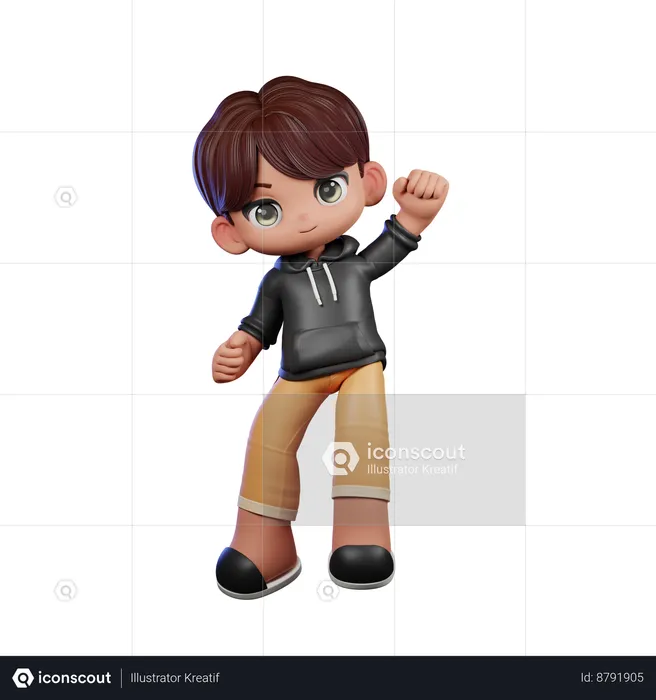 Cute Boy Giving Congrats Pose  3D Illustration