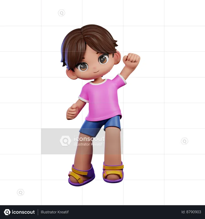 Cute Boy Giving Congrats Pose  3D Illustration