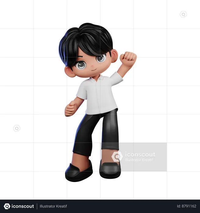 Cute Boy Giving Congrats Pose  3D Illustration