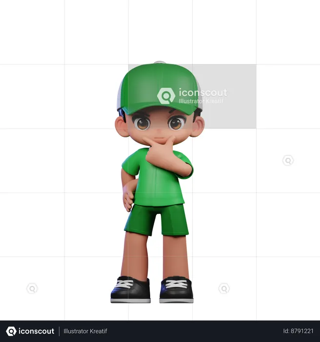 Cute Boy Giving Curious Pose  3D Illustration