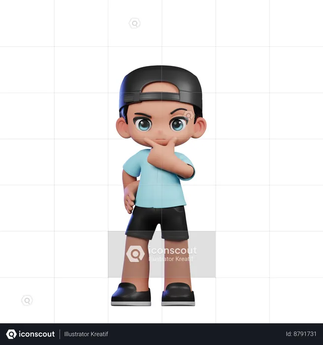 Cute Boy Giving Curious Pose  3D Illustration