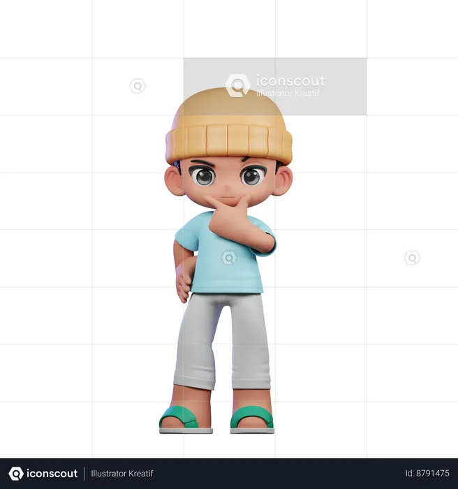 Cute Boy Giving Curious Pose  3D Illustration