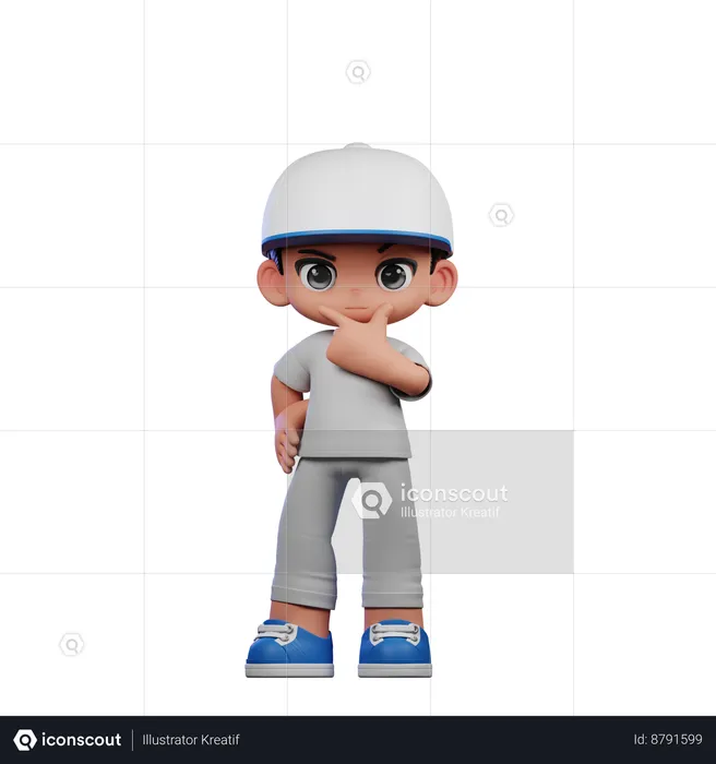 Cute Boy Giving Curious Pose  3D Illustration