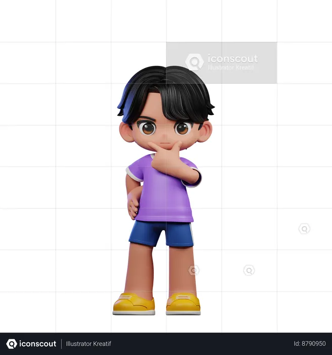 Cute Boy Giving Curious Pose  3D Illustration