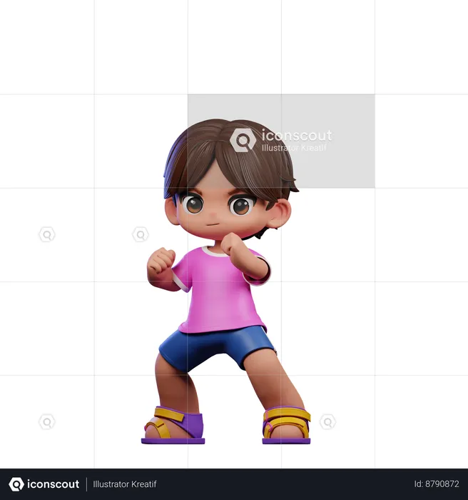 Cute Boy Giving Fightingpose  3D Illustration