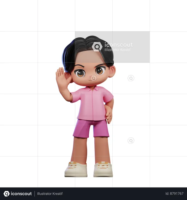 Cute Boy Giving Greeting Pose  3D Illustration