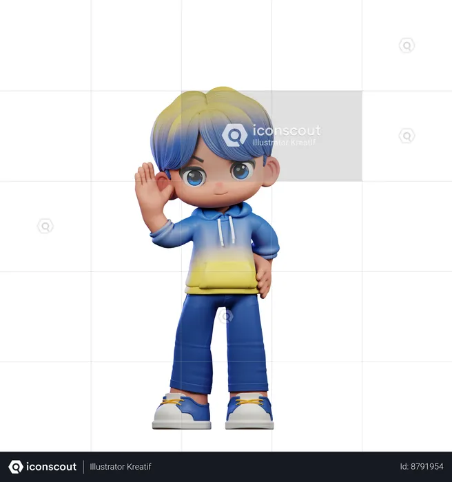 Cute Boy Giving Greeting Pose  3D Illustration