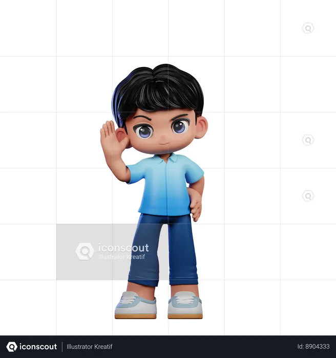 Cute Boy Giving Greeting Pose  3D Illustration