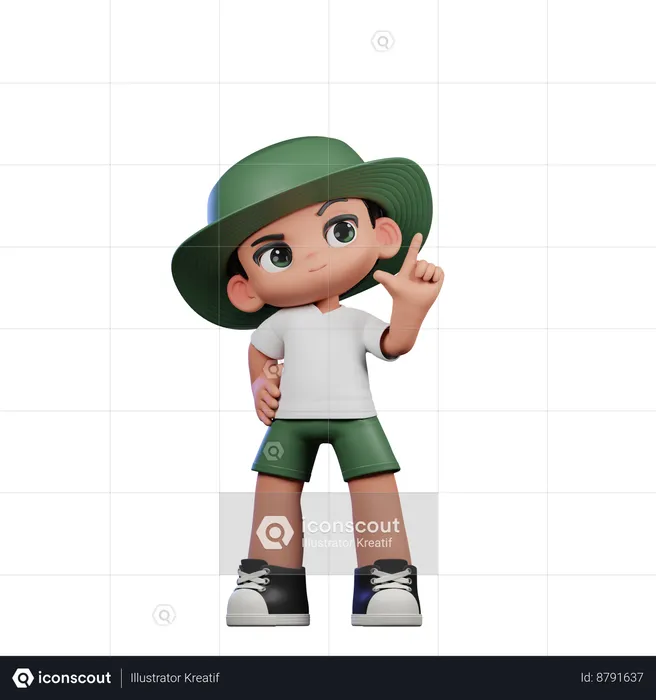 Cute Boy Giving Having Idea Pose  3D Illustration