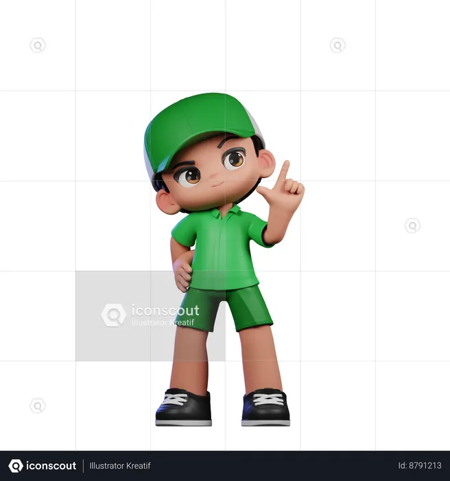 Cute Boy Giving Having Idea Pose  3D Illustration